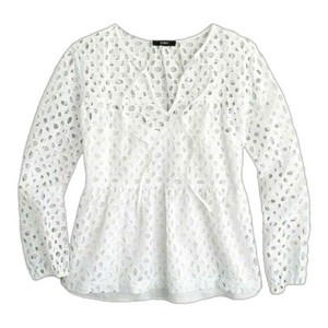 J Crew | White Tiered Top Embroidered Eyelet S